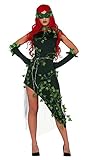 shoperama Poison Ivy Damen Kostüm Kleid Pflanzen-Schurkin Waldfee Eva Efeu, Größe:S