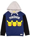 Pokemon Hoodie Jungen Kinder Pikachu Gesicht Blue Game Sweater Geschenk 9-10 Jahre