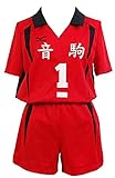 Anime Haikyuu Nekoma High School Uniform Volleyballverein Nr.1 Jersey Kuroo Tetsurou Kozume Kenma Horn Cosplay Kostüm Sportswear Trikot Rot M