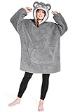 CityComfort Übergröße Kapuzenpullover Decke mit Ärmeln Blanket Hoodie Decke Oversized (Grauer Koala)