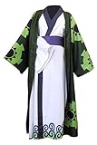 NoryNick Roronoa Zoro Cosplay Kostüm Anime Umhang Robe Wano Country Kimono Anzüge Halloween Outfit, grün, L