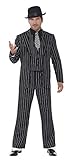Smiffys, Herren Klassischer Gangsterboss Kostüm, Jacke, Krawatte, Weste mit Mock Hemd und Hose, Größe: M, 23042