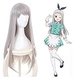 ydound Anime Coser Wig Blend- S Anime Hideri Kanzaki Cosplay Perücke Grau Silber Grau Lange Haare Figuren Cosplay Kostüm Zubehör für Jugendliche