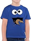 Kinder T-Shirt Jungen - Karneval Kostüm Faschingskostüme Kinder - Keks-Monster - 116 (5/6 Jahre) - Royalblau - shirt fasching keks tischert karnevals kekse tshirts verkleidung cookie - F130K