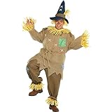 amscan 844982-55 Brown Scarecrow Costume with Pointed Hat for Adults-Plus Size-1 PC Braunes Mr. Vogelscheuche Kostüm mit spitzem Hut für Erwachsene-Übergröße-1 Stück, Mehrfarbig, (Chest: Up to 56')