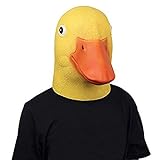 molezu Entenkopf Maske, Lustig Ente Maske Halloween Neuheit Deluxe Tierkopfmaske, Süße Entenmaske für Cosplay für Erwachsene (Gelb)