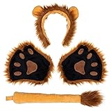 FRCOLOR Löwenohren Und Schwanz Set Löwen- Set Stirnband Schwanz Und Kragen Pfoten Zubehör Halloween Kostüm für Kinder Und Erwachsene