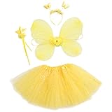 SOIMISS Fee Prinzessin Tutu Kostüm Set Schmetterling Kostüm Set mit Kleid Flügel Zauberstab Und Stirnband Geschenke für Kinder Halloween Dress Up Party Liefert Gefälligkeiten