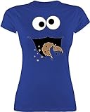 Shirt Damen - Karneval & Fasching - Keks-Monster - L - Royalblau - Tshirt mit Gesicht Karneval&Fasching gruemelmonster t- Shirts Shirt+keksmonster karnaval Auge t-schirts Karneval-Klamotten - L191