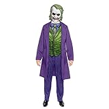 Amscan - Erwachsenenkostüm Joker, Mantel mit Hemdeinsatz, Hose, Latexmaske, Film, Horror-Clown, Killer, Motto-Party, Karneval, Halloween