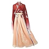 NINGSANJIN Chinesisch Uralt Damen Hanfu Kostüme Damen Tang Anzug Hanfu Cosplay Performances Kleid Elegant Retro Uralt Traditionell Kostüm (rot, M)
