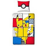 Character World Pokemon Bettwäsche 135 x 200 cm 80 x 80 cm Deutsche Größe Pokémon Pikachu 100 Baumwolle 2-teilig Teenager Kinderbettwäsche