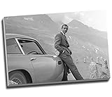 Sean Connery 007 James Bond Aston Martin DB5 Wall Art Print auf Leinwand Bild Kunstdruck auf Leinwand groß A1 76,2 x 50,8 cm (76.2 cm x 50.8 cm)