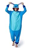 Relaxo Kostüm Stitch Onesie Jumpsuit Tier Relax Kostuem Damen Herren Pyjama Fasching Halloween Schlafanzug Cosplay Erwachsene Karneval Einteiler Blue XL