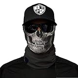 SA Fishing Face Shields ** 40+ Designs verfügbar ** Qualitäts Bandana/Multifunktionstuch/Schlauchtuch/Halstuch aus Stoff & SPF 40 - Face Masks von SA Company, Black Skull