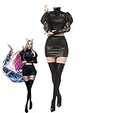 YAOUFBZ Spiel LOL KDA Ahri Cosplay-Kostüm Das neunschwänzige Fuchs-Kostüm für Bühnenperformance,Anime-Ausstellung,Themenparty und Halloween