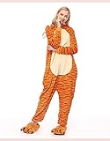 Joy Start Erwachsene Onesie Tier Pyjamas Unisex Karneval Halloween Cosplay Kostüm Nachtwäsche (Tigger, Large)