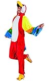 Boland - Kostüm für Erwachsene Papagei, Kapuzen-Overall aus Plüsch, Reisverschluss vorne, Zoo-Tier, Vogel, Karneval, Fasching, Mottoparty