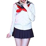 Fiamll Sailor Schuluniform Zurück zur Schule Kleid mit Pullover Kostüm Set Himiko Toga Outfit für Halloween Karneval XL