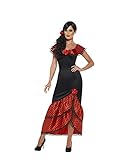Smiffys 45514L - Damen Flamenco Kostüm, Kleid und Haarschmuck, Größe: 44-46, schwarz