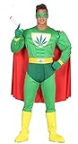 shoperama Herren-Kostüm Marihuana Hanf Superheld mit Muskeln Superhero Erwachsene JGA Karneval Junggesellenabschied, Größe:L