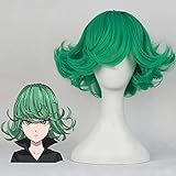 Anime Coser Wig One Punch Herren Tatsumaki Cosplay Perücke 30 cm 11,81 Zoll kurz Kurby Wavy Hean Kunsthaar Kunsthaar Kostüm Partei Wig Green Tatsumaki (Farbe: Tatsumaki)