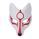 KIPETTO Fuchs Maske Japanische Kabuki Kitsune Cosplay Maske für Halloween Maskerade Party Kostüm