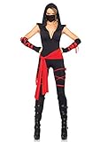 LEG AVENUE 85087 - 5TL. Tödliches Ninja Kostüm, Größe S, schwarz, Damen Karneval Fasching