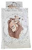 Disney König der Löwen Simba Mufasa Baby Bettwäsche Kopfkissen Bettdecke 100% Baumwolle , 2 Stück, 100x135 cm