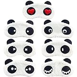 Yueser 7 Stücke Schlafmaske Süße Panda Schlafmaske Gummiband Sleep Mask Augenmaske Augenabdeckung für Schlaf zu Hause und Auf Reisen