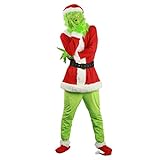 MINASAN Herren Cosplay Kostüm ChristmasGrinch Weihnachten Outfit Party Suit Grün/Rot Monster Maske Cosplay Einzigartige Uniform Wie der Grinch (rot, S)