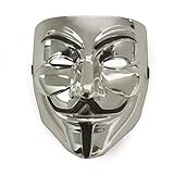 VintageⅢ Game Master Maske Guy Fawkes Mask, Anonymous Mask V for Vendetta Mask Silver VIP Version Halloween Party Cosplay by
