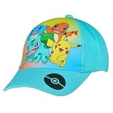 Pokemon Baseball Cap, Kappe Schirmmütze für Kinder Jungen Cappy mit Klettverschluss verstellbar (Blau), 54