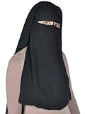 Egypt Bazar Niqab dreilagig - Hijab Gesichtsschleier Burka Khimar Islamische Gebetskleidung, schwarz