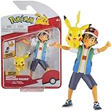 Pokémon PKW2473 - Battle Feature - Ash & Pikachu, offizielle bewegliche Figuren, 11,5 cm Ash und 5 cm Pikachu
