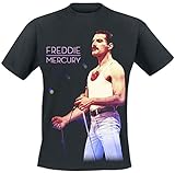 Queen Freddie Mercury - Mic Photo Männer T-Shirt schwarz M 100% Baumwolle Band-Merch, Bands