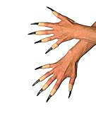 shoperama 10 Fingernägel Schwarz zum Aufstecken Nägel Hexe Hexer Accessoire Kostüm-Zubehör Hexenfinger Krallen