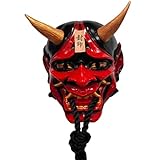 SHARRA Prajna Maske Japanische Dämonenteufel Hannya Oni Samurai Kabuki-Monster Latex Maske Karneval Fasching Halloween Maske Kostüme Geist Geister-Dämon-Maske mit Kordel