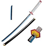 Skyward Blade Holz Cosplay Anime Schwert, Tomioka Giyuu Samurai Schwert, Spielzeug für Kinder, Fans der Anime, The Special Messer of Demon Slayer blau Katana