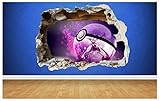 Thorpe Signs Wandaufkleber Pokemon Go, MewTwo, 3D-Stil, zerstörte Wand, Kinderzimmer, Schlafzimmer, Vinyl, Vinyl, Large: 80cm x 58cm