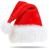 Hatstar Weihnachtsmütze Nikolaus Santa Claus Weihnachtsmann Mütze lang | Kostüm für Erwachsene | mit weissem Plüsch Rand Fellrand | kuschelweich sehr angenehm