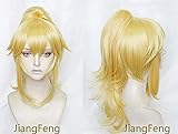 Bowsette Cosplay Wig Princess Bowser Peach Wavy Blonde Heat Resistant Synthetic Hair Perucas Clip Ponytail Cosplay Wigs +Wig Cap