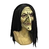 MGHN Halloween mit Haar Kopfhaube Hexenmaske Lustige Horror Hexenmaske Oma Alte Dame Latex Alte Hexenhut Maske (Size : A01)
