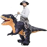 Aufblasbare Dinosaurier-Kostüme für Erwachsene, Größe T-REX Ride on Halloween Kostüm Lustiges Dino Blow Up Kostüm (Schwarz)
