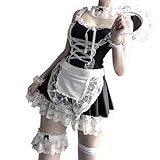 Zyimsva Maid Dress Halloween-KostüM Maid Outfit Cospaly Dienstmädchen Kostüm Sexy Und Strümpfe faschingskostüme damen