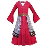 Lito Angels Prinzessin Hua Mulan Kostüm Kleid für Kinder Mädchen, Traditionelle chinesische Hanfu Verkleidung, Größe 9-10 Jahre 140, Rot 277