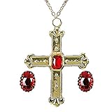Widmann 3076C - Kardinal Set, Halskette mit Kreuz und 2 Ringen, Schmuck, Geistlicher, Mottoparty, Karneval