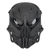 Taktische Airsoft Maske, Smoked Lens Full Face Skull Painball Schutzmaske für Cs Wargame Halloween Cosplay Kostüm Party Schwarz