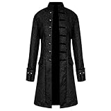 CICIYONER Herren Party Oberbekleidung Print Mantel Frack Jacke Gothic Gehrock Uniform Kostüm S-XXXL (XXXXL, Schwarz-1)