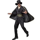 dressforfun 900531 - Herrenkostüm Zorro, In Schwarz gehaltenes Zorro-Outfit inkl. Cape, Maske und Hut (L | Nr. 302662)